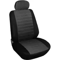 BellaFurn Autositzbezug für einzelnen Vordersitz mit Drachenstickerei | Schwarzgrau