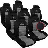 BellaFurn 7-teiliges Universal-Autositzbezug-Set | Grau-Schwarz