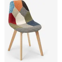AHD Amazing Home Design Patchwork Stuhl aus Holz und Stoff für Küche Bar Restaurant Robin - Patchwork 1