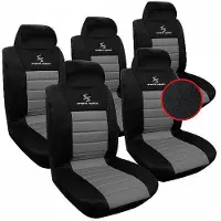 BellaFurn 5-teiliges Set universeller Autositzbezüge für Einzelsitze | Grau-schwarz