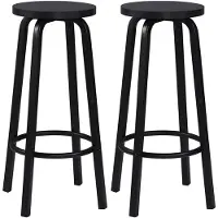 BellaFurn 2er-Set Barhocker mit runder Sitzfläche | Schwarz | 30x30x71cm