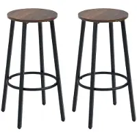 BellaFurn 2er-Set Barhocker – Industrieholzoptik | Farbe: Braun+Schwarz | Abmessungen: 42x42x65 cm
