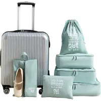 Unyqoos 6‑teiliges Packwürfel‑Set – Koffer‑Organizer für Reisen | 3 Packwürfel, Kosmetik‑, Wäsche‑ und Schuhbeutel, Baumwoll‑Polyester, Fruit Grün