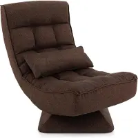 Costway Bodensessel 360° drehbar, Bodenstuhl mit Rückenlehne und Lendenkissen, Bodensofa in 4 Positionen verstellbar, Lazy Sofa Fensterstuhl Meditationsstuhl klappbar (Braun)