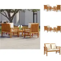 vidaXL 5-tlg. Garten-Lounge-Set mit Kissen Massivholz Akazie - Gartenmöbel-Sets