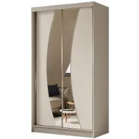 MargaretHadas24 120 cm Kleiderschrank Vex mit Spiegel inklusive 2 Schiebetüren Schwebetürenschrank (Farbe: kaschmir)