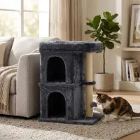 Northix Katzenbaum mit Höhlen und Bett, Dunkelgrau, 71 cm hoch