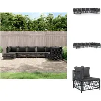 vidaXL 8-tlg. Garten-Lounge-Set mit Kissen Anthrazit Stahl - Gartenmöbel-Sets