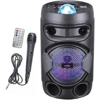 Inovalley KA02 BOWL – 400-W-Bluetooth-Lichtlautsprecher – Karaoke-Funktion – Mehrfarbige LED-Kaleidoskopkugel – USB-Anschluss, Micro-SD-Karte