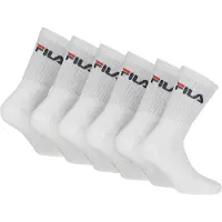 FILA Tennissocken "UNISEX CREW TENNIS FULL TERRY SOCKS", Damen, Gr. 35-38, weiß (6x weiß), Baumwollmischung, uni, elastisch, Socken Tennissocken, Sportsocken, flache Zehennaht