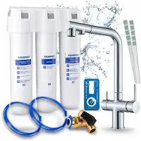 ARI 3-Wege-Küchenarmatur Venom, Chrom, Ausziehbare Spültischarmatur Im Set Mit Aquaphor Wasserfiltersystem, 360° Schwenkbar