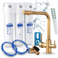 ARI 3-Wege-Küchenarmatur Venom, Messing, Spültischarmatur Im Set Mit Aquaphor Wasserfiltersystem, 360° Schwenkbar, Led-Wechselanzeige