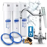 ARI Aquaphor Kristall H Untertisch-Wasserfilter Mit Retro 2 3-Wege-Küchenarmatur Chrom, Wasserenthärter K3 Kh K7, 2 L/Min
