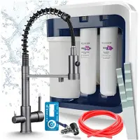 ARI 3-Wege-Küchenarmatur Solid Spring, Graphit, Ausziehbare Spültischarmatur Im Set Mit Aquaphor Ro-202S Pro Wasserfiltersystem