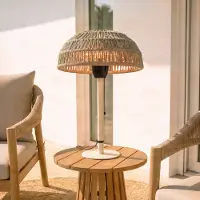LUCANDE Tisch-Heizstrahler Calenza, beige, 70 cm, 1.500 W Calenza, creme / amber, Aluminium, Modern