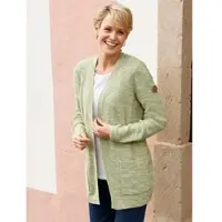 Sieh an! Strickjacke SIEH AN "Long-Strickjacke Longstrickjacke in Melange-Optik, pflegeleicht", Damen, Gr. 44, grün (schilf, meliert), Strick, , Sportlich, Strickjacken Strickjacke