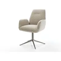 DELIFE Drehstuhl Zoa-Flex Webstoff Soft Beige Fußkreuz Graphit 360° drehbar Wippfunktion Taschenfederkern