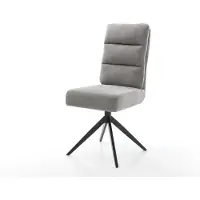DELIFE Drehstuhl Pela-Flex Strukturstoff Soft Grau Kreuzgestell breit Schwarz 360° drehbar Wippfunktion Taschenfederkern