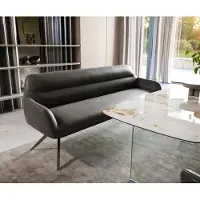 DELIFE Esszimmerbank Taya-Flex 200 cm Mikrofaser Anthrazit Vintage Kreuzgestell kantig Graphit Taschenfederkern