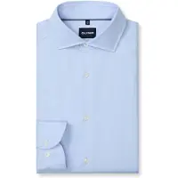 Olymp Langarmhemd "Smart Business", Herren, Gr. 41, N-Gr, blau (bleu), Web, Obermaterial: 100% Baumwolle, normal, 2-Knopf-Manschette, Hemden Langarmhemd, Businesshemd, Kentkragen, Modern Fit