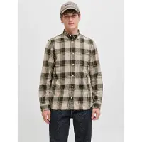 Jack & Jones Langarmhemd "JPRBLUBROOK CHECK L/S SHIRT SN", Herren, Gr. M, N-Gr, grün (peat), Web, Obermaterial: 100% Baumwolle, kariert, regular fit, Hemden Langarmhemd