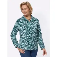 Witt Weiden Fleece-Shirt in salbei-petrol-bedruckt | Gr.: 40