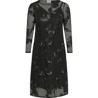 KAFFE CURVE Midikleid "Damen Kleid KCjuliana", Damen, Gr. M, N-Gr, schwarz (schwarz deep), Obermaterial: 95% Polyester PES. 5% Elasthan EL., Kleider Midikleid