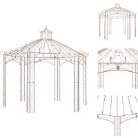 vidaXL Gartenpavillon Antikbraun 4 m Eisen - Pavillons & Partyzelte