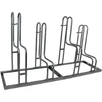 Baumarktplus Fahrradständer für 4 Fahrräder höhenversetzt 140 x 75,5 cm Stahl feuerverzinkt grau 2x2 Bodenparker Reihenparker