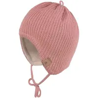 Maximo - Baby's Rippen Fleece Mütze m. Band - Mütze Gr 39 cm rosa