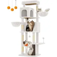 BellaFurn Kratzbaum mit Kratzbaum, 2 Löcher, Sisal, weiß, 175 cm - 57x45x175 cm