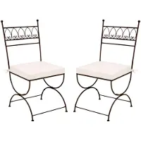 Marrakesch Orient & Mediterran Interior Gartenstühle Merida – mit Sitzkissen – aus Eisen – in Schwarz – 2er-Set 100 cm