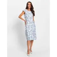 HEINE Jersey-Kleid in ecru-eisblau-bedruckt | Gr.: 40