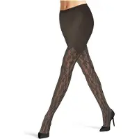 Falke Holly Damen Strumpfhose, L, Braun, Netz,Blumen