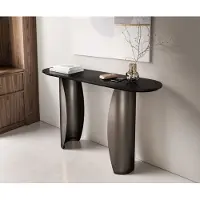 DELIFE Konsolentisch Solena 135x40 cm Marmor Schwarz Silber Metall Black Antique