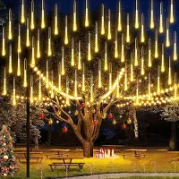 Lapamax Lichterkette LED Meteorschauer Lichter Wasserdicht Außen Weihnachten Beleuchtung für Hochzeit Party Garten Baum Dekoration, 30CM 8Tubes, Warmweiß