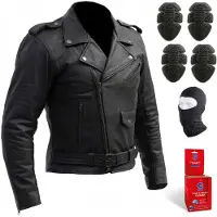 Broger Rocker Motorradjacke aus Büffelleder mit-Protektoren und verstellbarer Passform | Lederjacke Motorradlederjacke Bikerjacke | EN 17092-3:2020 |