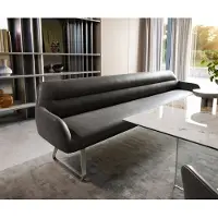 DELIFE Esszimmerbank Taya-Flex 300 cm Mikrofaser Anthrazit Vintage Kufengestell flach Edelstahl Taschenfederkern