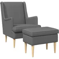 vidaXL Sessel mit Fußhocker 2 stk. Dunkelgrau Stoff
