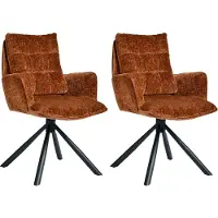 Duhome Esszimmerstuhl 360° Drehbar Loungesessel 2er Set Chenille Stuhl mit Rückstellfunktion für Büro Küche Wohnzimmer Schlafzimmer, Orange