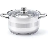 Tadar INDUKTION Edelstahl TOPF Gas mit Glasdeckel KOCHTOPF Suppentopf 5L