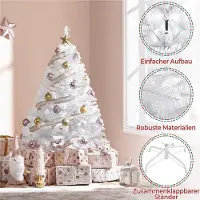 Yaheetech 124 cm Künstlicher Weihnachtsbaum mit 208 Spitzen & faltbarem Metallständer, Tannenbaum Kunstbaum für Weihnachten, Weiß