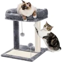 StarTech.com Kratzbaum Kletterturm Katze - XS-Turm - Höhe 44 cm - 2 Ebenen - Abnehmbares Oberbett - Kratzbrett - Doppelte Kratzsäulen - Für Wohnungskitten