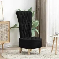 Markenlos Schwarzer Schlafsessel aus Stoff, 56,5 x 70 x 110 cm, gepolsterter Stuhl mit hoher Rückenlehne und Armlehne für Wohnzimmer, Schlafzimmer, Büro und Aufenthaltsbereich