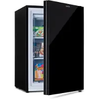 Klarstein Pluto Gefrierschrank - 1 Kühlzone, Thermostat mit 5 Stufen, 0 bis -18 °C, mit Glasfront, höhenausgleichende Füße, geräuscharmer Betrieb, 80 Liter Gesamtvolumen, schwarz