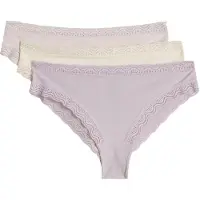 Marc O'Polo Brasilslip , Damen, Gr. XL, Jersey, beige (flieder, weiß, grau lila), Jersey, Obermaterial: 87% Modal, 13% Elasthan, Unterhosen Brasilslip, mit zarten Spitzenabschlüssen, für Erwachsene