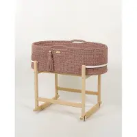 BellaFurn Handgefertigtes Babybett – Kinderbett – mit Holzschaukel und antibakterieller Matratze, sicherer Schlafplatz