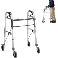 Zimilo Robuster Aluminium Rollator für Senioren – Höhenverstellbar, Faltbar mit Universellen Gummirädern – Geh-, Toilette- und Rehabilitationshilfe