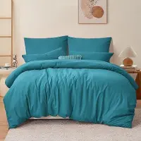 Markenlos Bettwäsche Set 200 x 200 cm - Türkis, 3-teilig mit Kissenbezügen