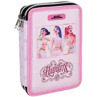 K-Pop Demon Hunters: Huntrix pink, zweistöckiges Federmäppchen – gefüllt